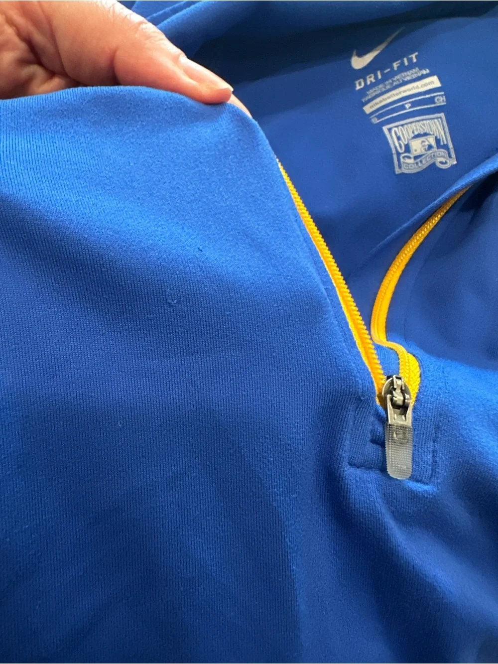 Nike Blue Women's Brewers Half-Zip Pullover with Yellow Accents